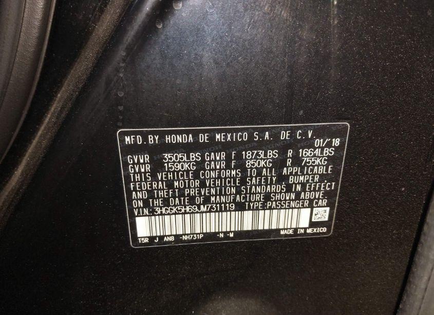 Photo 9 of 2018 Honda Fit SPORT (VIN 3HGGK5H69JM731119)