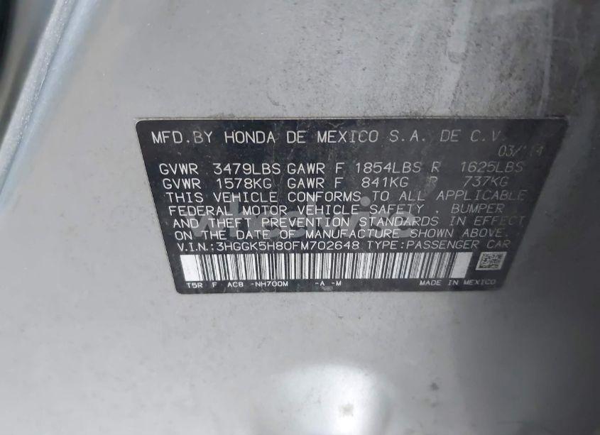 Photo 9 of 2015 Honda Fit EX/EX-L (VIN 3HGGK5H80FM702648)