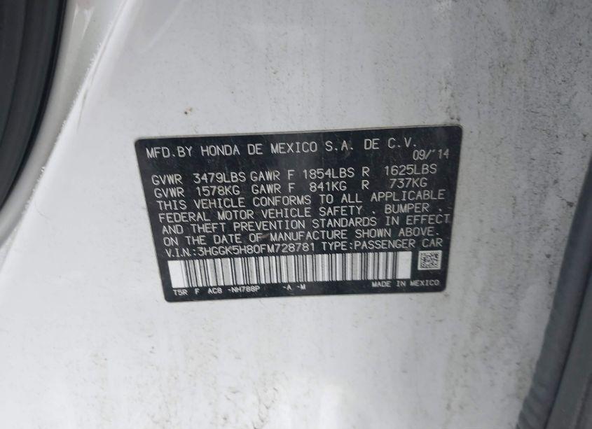 Photo 9 of 2015 Honda Fit EX/EX-L (VIN 3HGGK5H80FM728781)