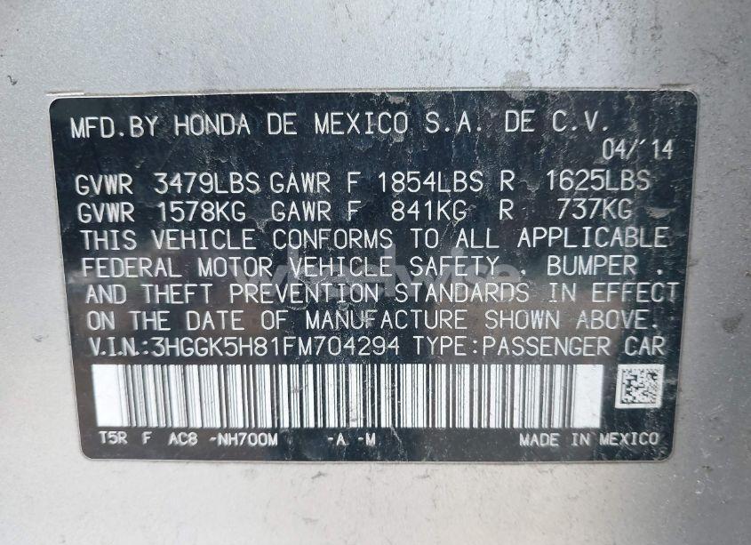 Photo 9 of 2015 Honda Fit EX/EX-L (VIN 3HGGK5H81FM704294)