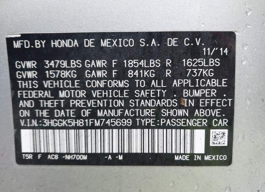 Photo 9 of 2015 Honda Fit EX/EX-L (VIN 3HGGK5H81FM745699)