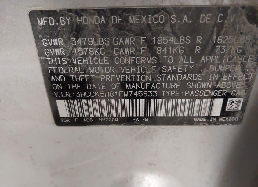 Photo 9 of 2015 Honda Fit EX/EX-L (VIN 3HGGK5H81FM745833)