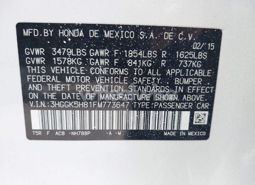 Photo 9 of 2015 Honda Fit EX/EX-L (VIN 3HGGK5H81FM773647)