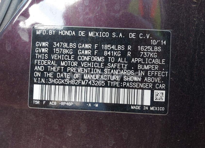 Photo 9 of 2015 Honda Fit EX/EX-L (VIN 3HGGK5H82FM743265)