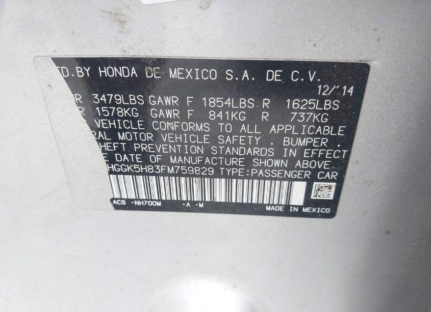 Photo 9 of 2015 Honda Fit EX/EX-L (VIN 3HGGK5H83FM759829)