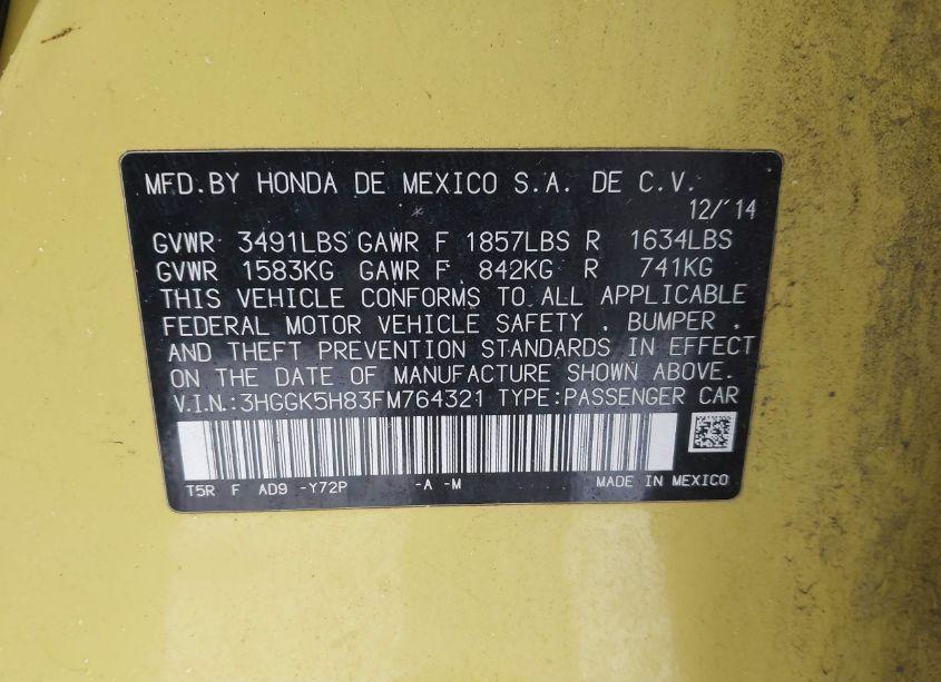 Photo 9 of 2015 Honda Fit EX/EX-L (VIN 3HGGK5H83FM764321)