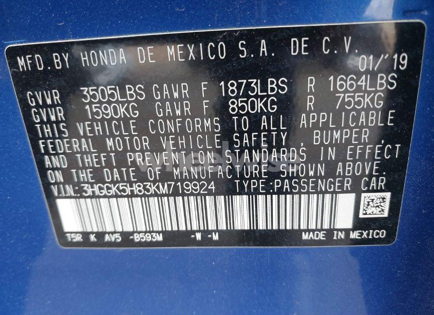 Photo 9 of 2019 Honda Fit EX (VIN 3HGGK5H83KM719924)