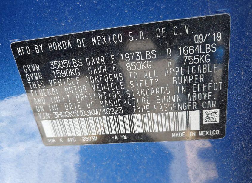 Photo 9 of 2019 Honda Fit EX (VIN 3HGGK5H83KM748923)