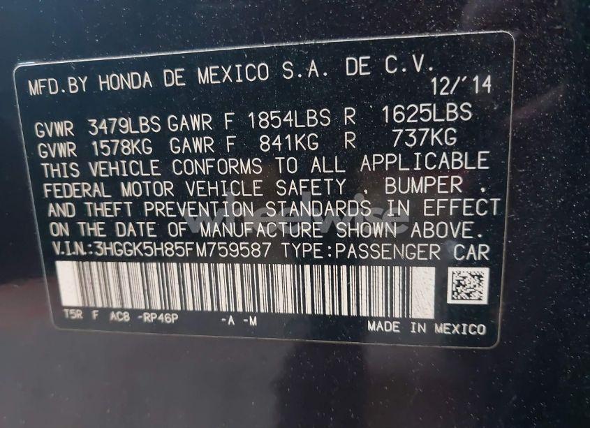 Photo 9 of 2015 Honda Fit EX/EX-L (VIN 3HGGK5H85FM759587)