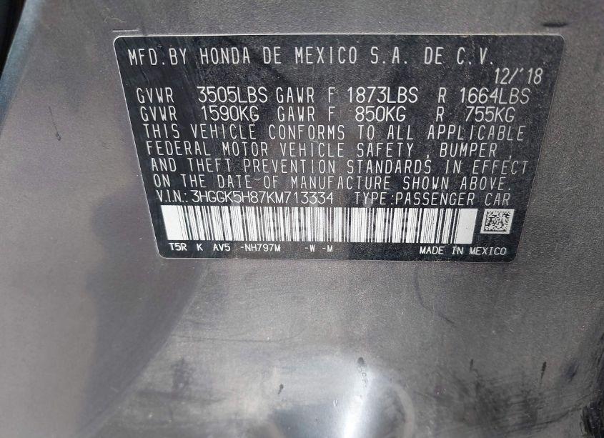 Photo 9 of 2019 Honda Fit EX (VIN 3HGGK5H87KM713334)