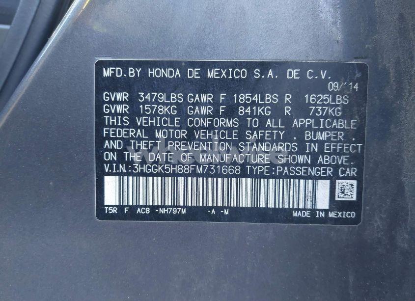 Photo 9 of 2015 Honda Fit EX/EX-L (VIN 3HGGK5H88FM731668)