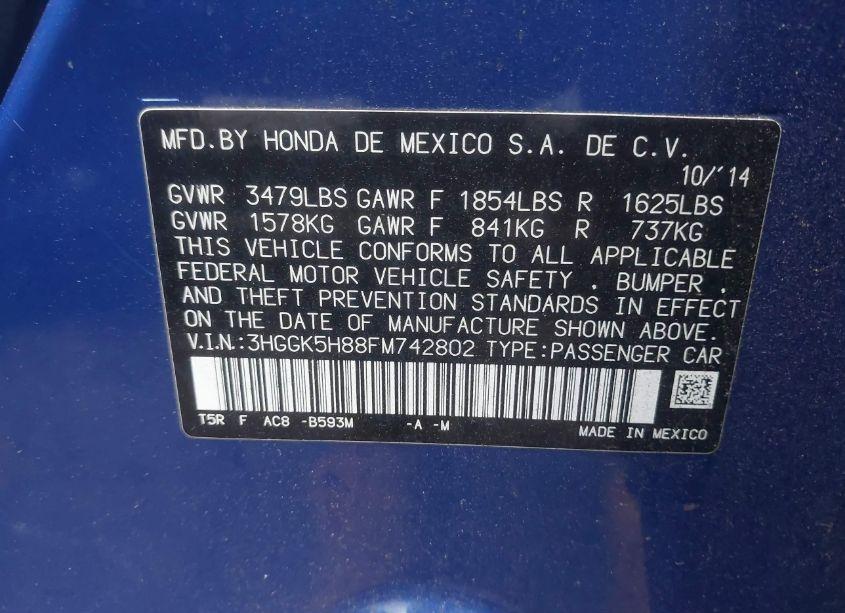 Photo 9 of 2015 Honda Fit EX/EX-L (VIN 3HGGK5H88FM742802)