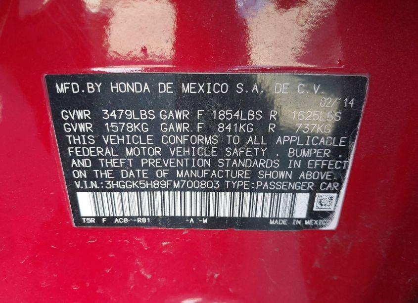 Photo 9 of 2015 Honda Fit EX/EX-L (VIN 3HGGK5H89FM700803)