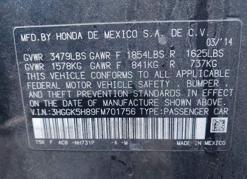 Photo 9 of 2015 Honda Fit EX/EX-L (VIN 3HGGK5H89FM701756)