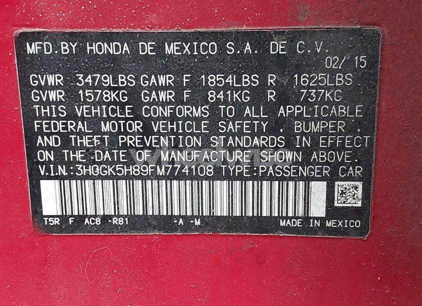 Photo 9 of 2015 Honda Fit EX/EX-L (VIN 3HGGK5H89FM774108)