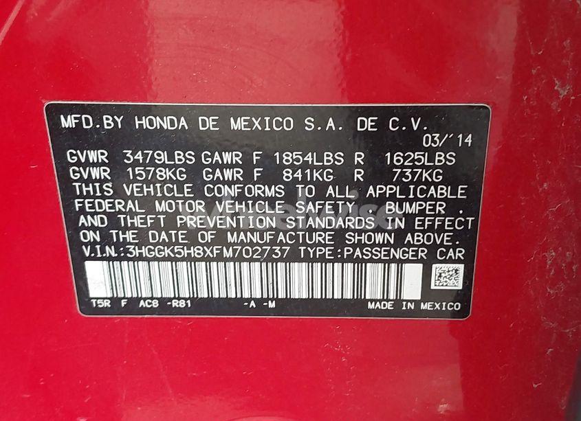 Photo 9 of 2015 Honda Fit EX/EX-L (VIN 3HGGK5H8XFM702737)