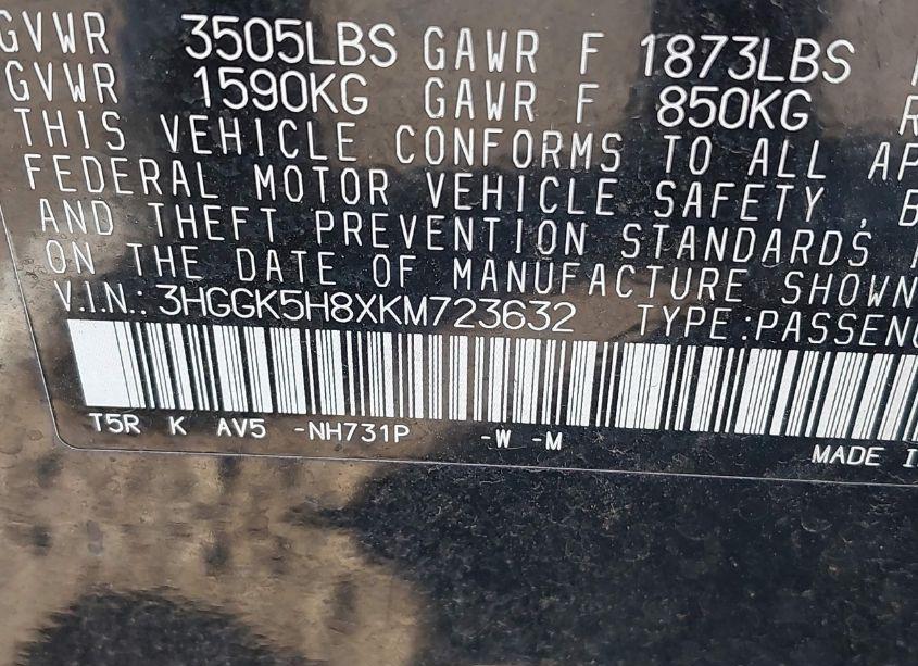 Photo 9 of 2019 Honda Fit EX (VIN 3HGGK5H8XKM723632)