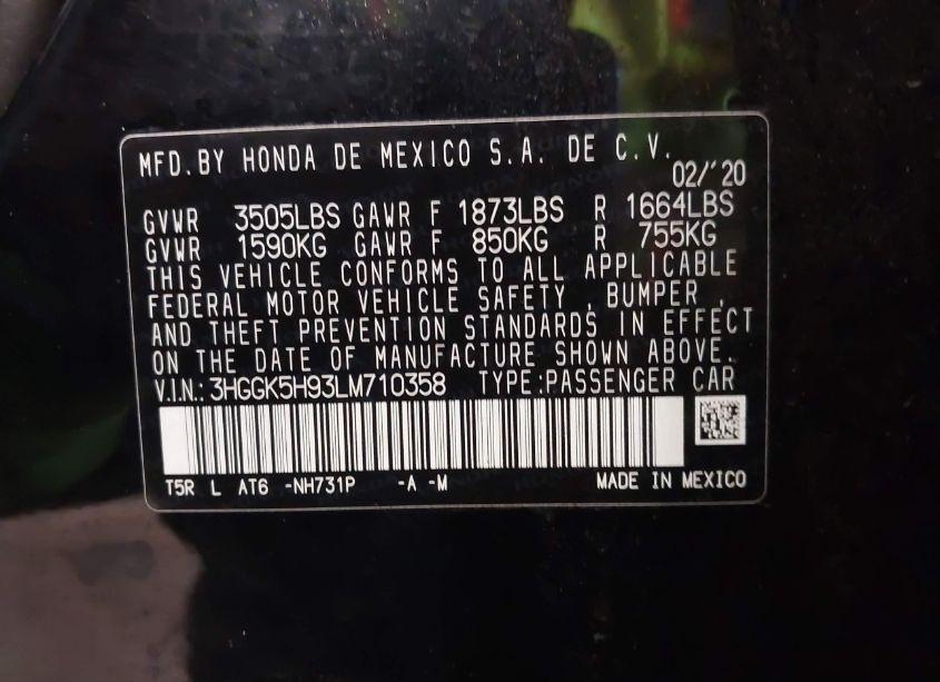 Photo 9 of 2020 Honda Fit EX-L (VIN 3HGGK5H93LM710358)