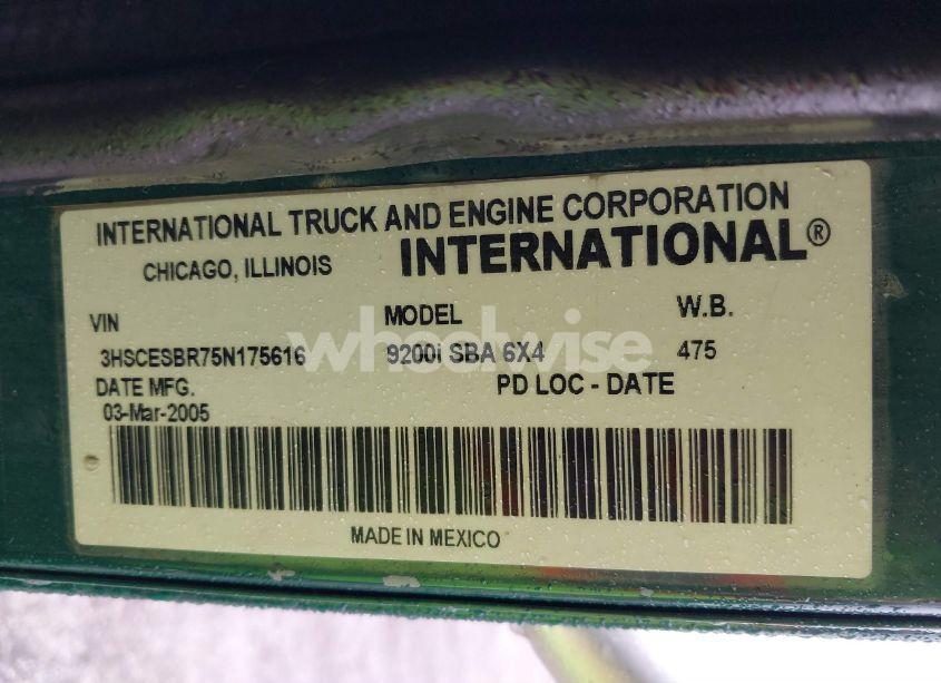 Photo 9 of 2005 International 9200 9200I (VIN 3HSCESBR75N175616)
