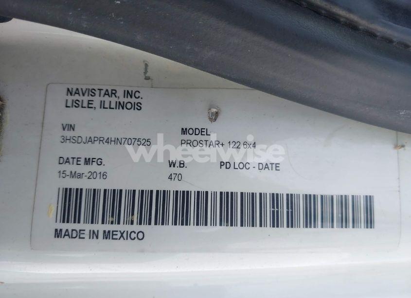 Photo 8 of 2017 International Prostar+ (VIN 3HSDJAPR4HN707525)