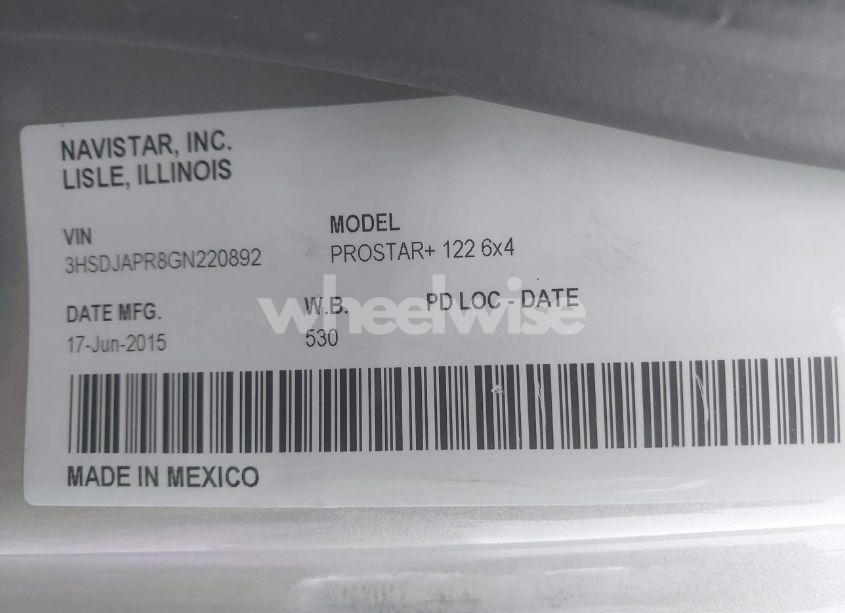 Photo 8 of 2016 International Prostar N/A (VIN 3HSDJAPR8GN220892)