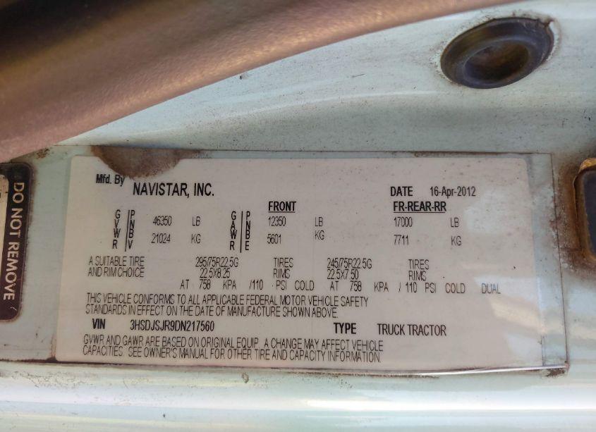 Photo 8 of 2013 International Prostar N/A (VIN 3HSDJSJR9DN217560)