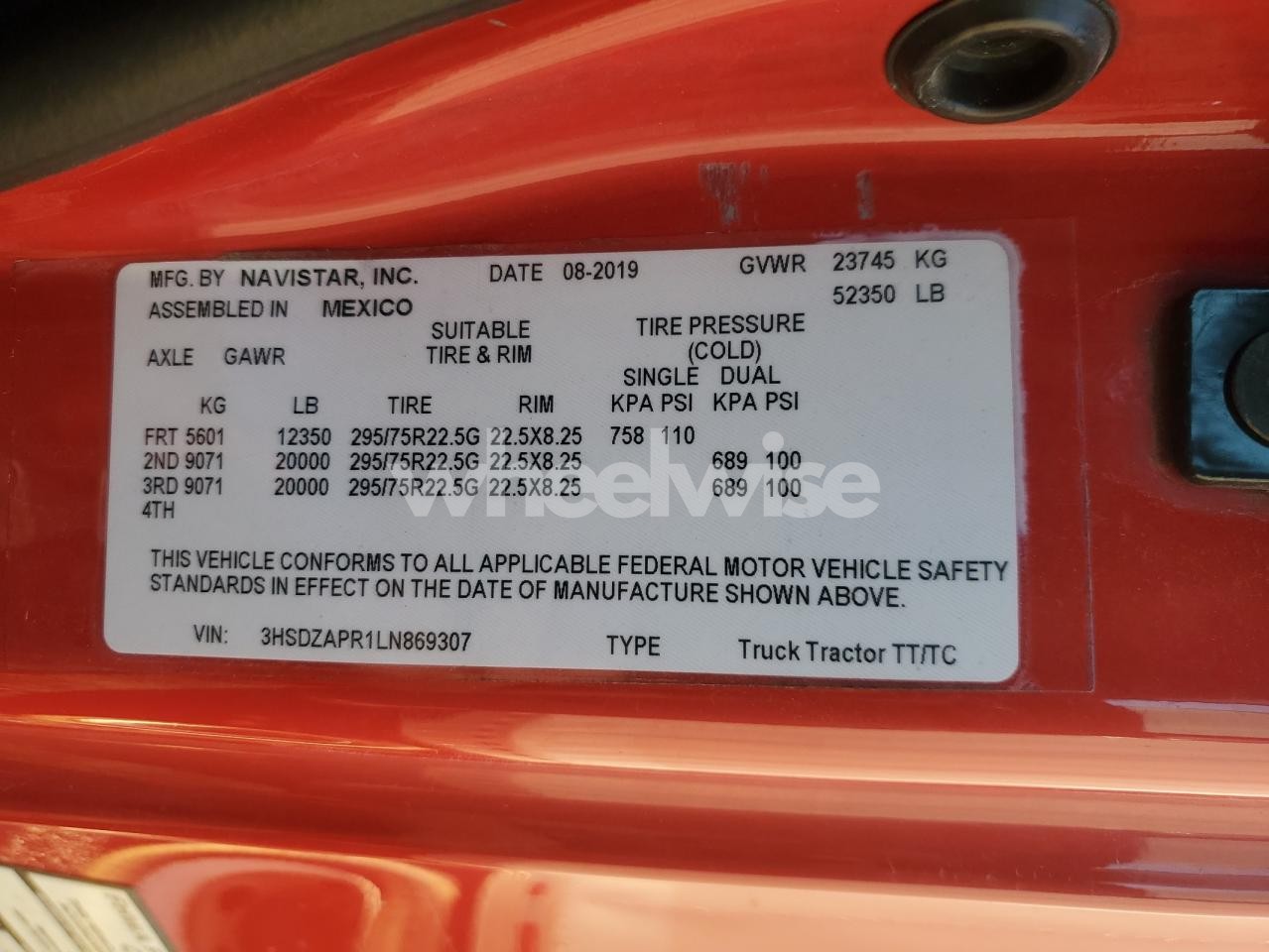 Photo 10 of 2020 INTERNATIONAL LT625 SEMI TRUCK (VIN 3HSDZAPR1LN869307)