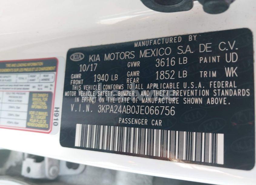 Photo 9 of 2018 Kia Rio LX (VIN 3KPA24AB0JE066756)