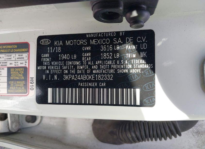 Photo 9 of 2019 Kia Rio S (VIN 3KPA24AB0KE182332)