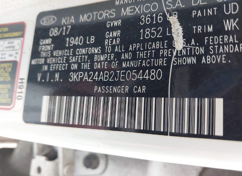 Photo 9 of 2018 Kia Rio LX (VIN 3KPA24AB2JE054480)