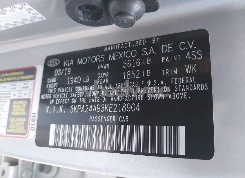 Photo 9 of 2019 Kia Rio LX (VIN 3KPA24AB3KE218904)