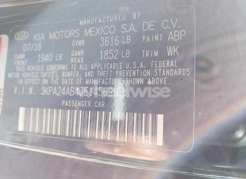 Photo 9 of 2018 Kia Rio S (VIN 3KPA24AB4JE145699)