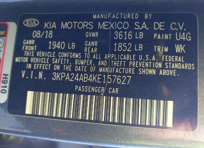 Photo 9 of 2019 Kia Rio S (VIN 3KPA24AB4KE157627)