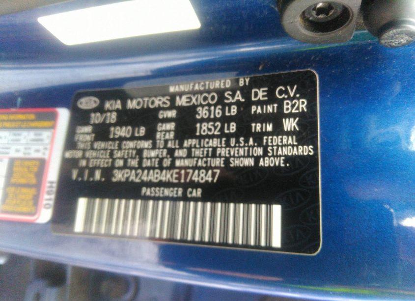 Photo 9 of 2019 Kia Rio S (VIN 3KPA24AB4KE174847)