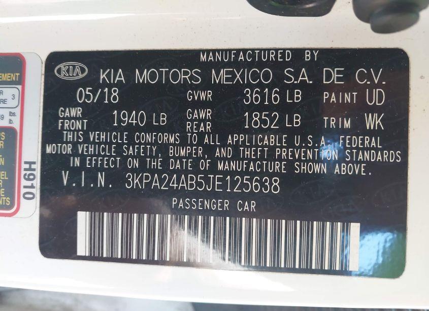 Photo 9 of 2018 Kia Rio S (VIN 3KPA24AB5JE125638)