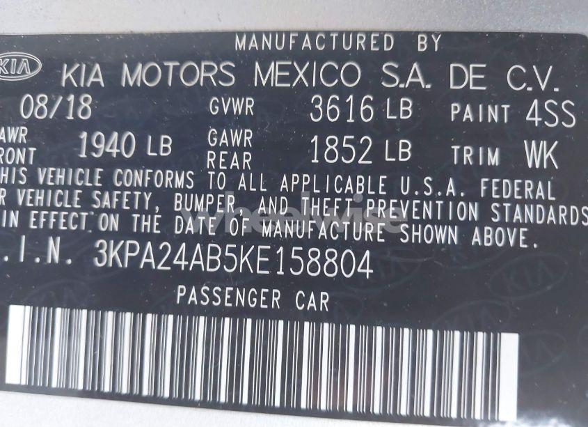 Photo 9 of 2019 Kia Rio S (VIN 3KPA24AB5KE158804)