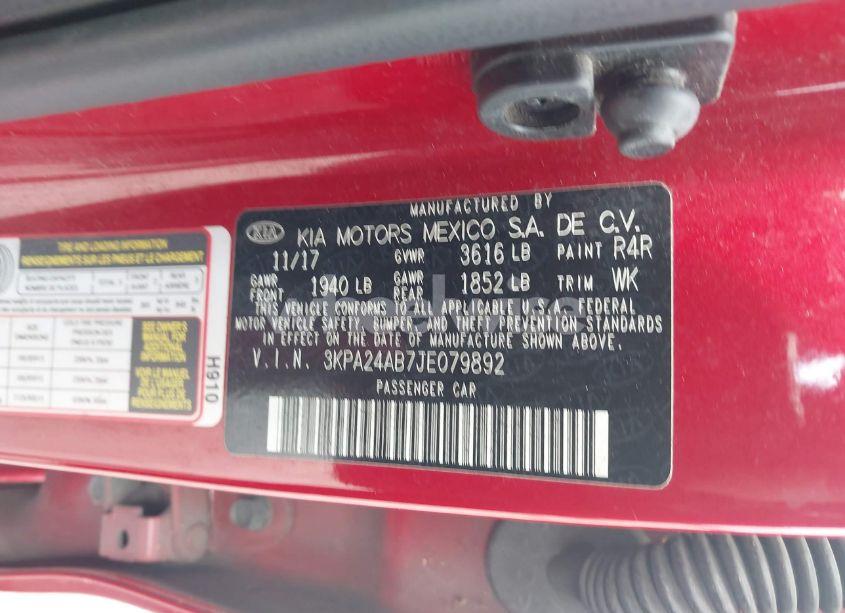 Photo 9 of 2018 Kia Rio S (VIN 3KPA24AB7JE079892)