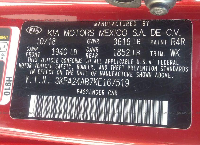 Photo 9 of 2019 Kia Rio S (VIN 3KPA24AB7KE167519)