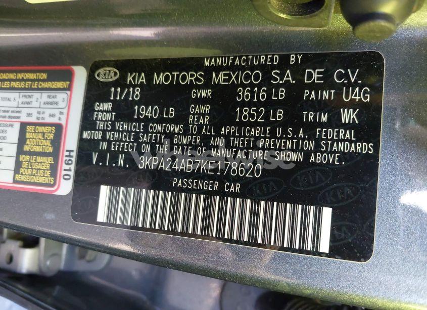 Photo 9 of 2019 Kia Rio S (VIN 3KPA24AB7KE178620)