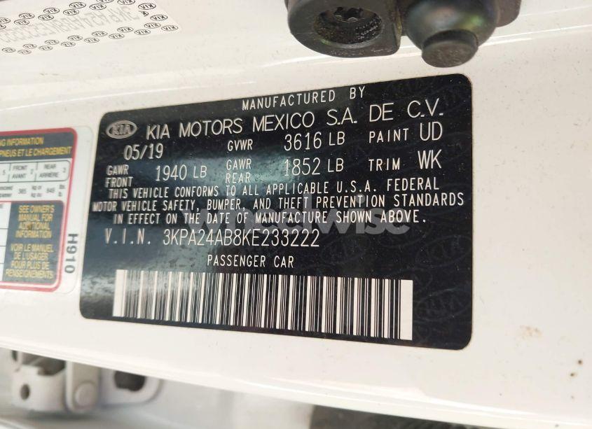 Photo 9 of 2019 Kia Rio S (VIN 3KPA24AB8KE233222)