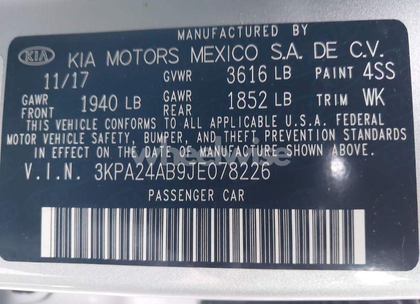 Photo 9 of 2018 Kia Rio LX (VIN 3KPA24AB9JE078226)