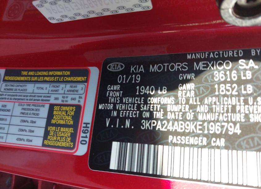 Photo 9 of 2019 Kia Rio S (VIN 3KPA24AB9KE196794)