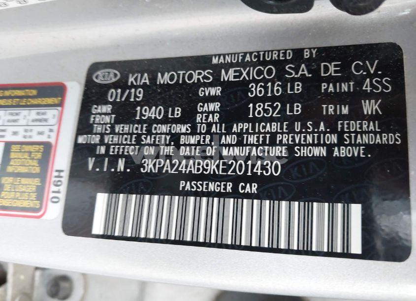 Photo 9 of 2019 Kia Rio S (VIN 3KPA24AB9KE201430)