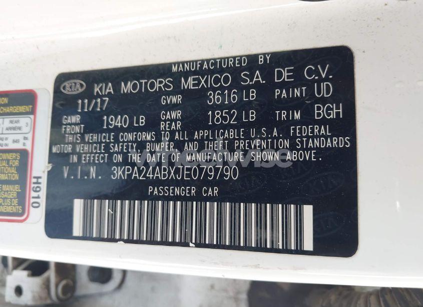 Photo 9 of 2018 Kia Rio LX (VIN 3KPA24ABXJE079790)