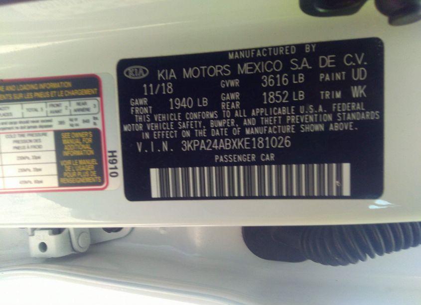 Photo 9 of 2019 Kia Rio S (VIN 3KPA24ABXKE181026)