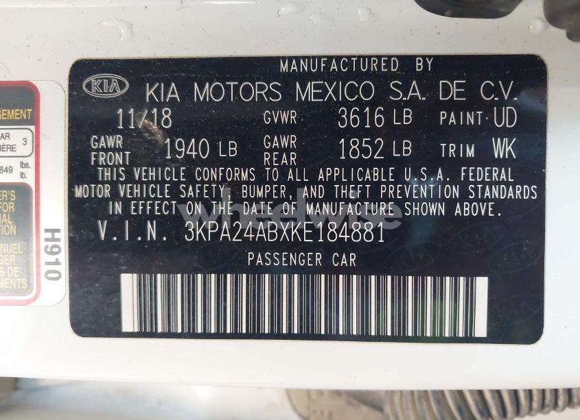 Photo 9 of 2019 Kia Rio LX (VIN 3KPA24ABXKE184881)