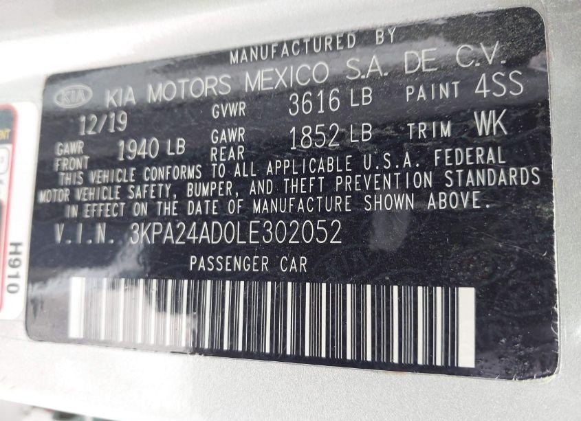 Photo 9 of 2020 Kia Rio S (VIN 3KPA24AD0LE302052)