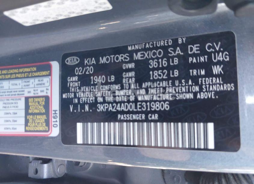 Photo 9 of 2020 Kia Rio S (VIN 3KPA24AD0LE319806)