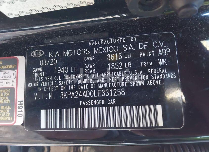 Photo 9 of 2020 Kia Rio S (VIN 3KPA24AD0LE331258)
