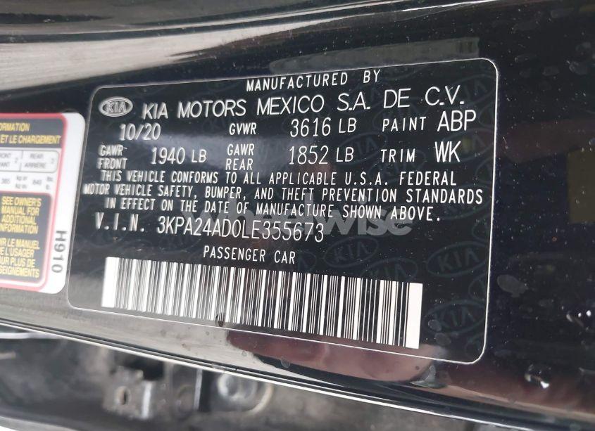 Photo 9 of 2020 Kia Rio LX (VIN 3KPA24AD0LE355673)